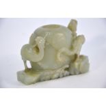 A green jade brushpot or other object for the Scholar's Desk,