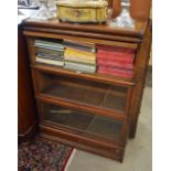 An oak Globe Wernicke three-tier sectional bookcase 87 cm wide Condition Report good
