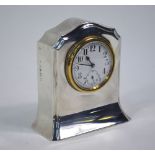 A silver-cased boudoir clock with Swiss watch movement,
