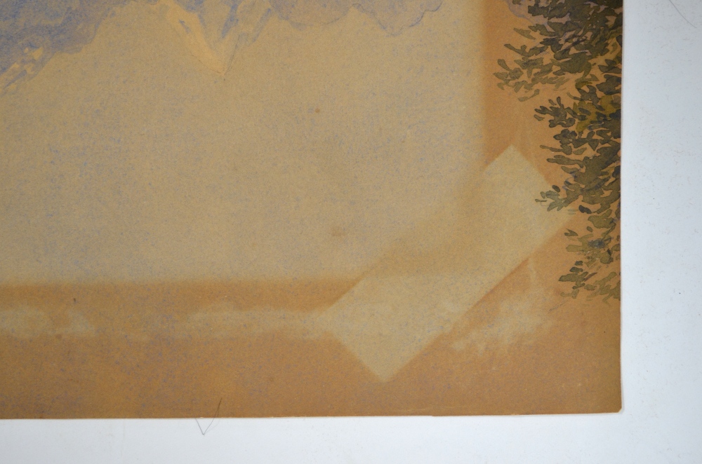 Attributed to Agnes Cripps, pigment on paper, a mother and child in a mountainous region, - Image 3 of 5