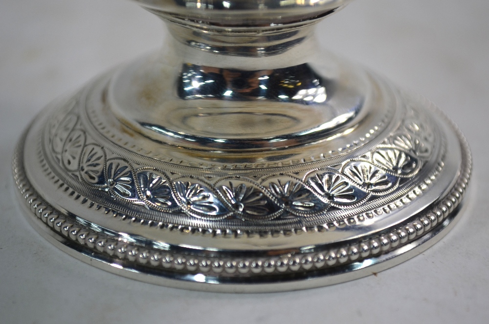 A Victorian ovoid silver bonbon basket with beaded swing handle and stemmed foot, - Image 3 of 5