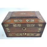 A Regency mother-of-pearl inlaid rosewood combination sewing,
