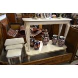 Italian cream painted console table to/w a matching coffee table and nest of three tables