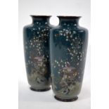 A pair of Japanese cloisonne tapering cylindrical vases;