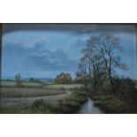 W Purves - A river landscape with pheasants in foreground, oil on canvas, signed lower right,