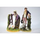 Two 19th century Bloor Derby figural groups - Shepherdess modelled by J. J.