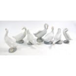 Two Lladro geese to/w six Nao geese models (8)