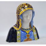 An Italian majolica bust of the Madonna in the style of Angelo Minghetti,