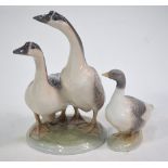 Two Royal Copenhagen models - Pair of geese, no. 2068 and a single goose, no.