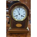 An Edwardian inlaid mahogany mantel clock,