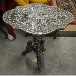 An Indian bone-inlaid tripod table
