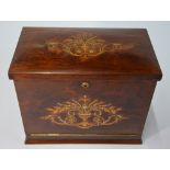 A good Victorian inlaid rosewood stationary box and writing slope,