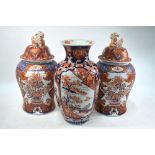 A Japanese Imari vase with trumpet neck, 46 cm high,