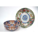 Two pieces of Japanese Imari, comprising: a bowl decorated with floral designs,
