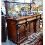 A substantial 19th century North country mahogany mirror backed sideboard,