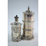 A silver cylindrical sugar caster with beaded and gadrooned moulding, James Dixon & Son,