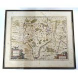 A 17th century Jan Jansson map engraving of Dombes (Burgundy region), 40 x 50 cm approx,