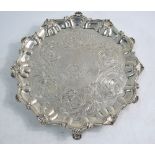 A heavy quality Victorian silver letter salver with shell and scroll border and foliate engraved