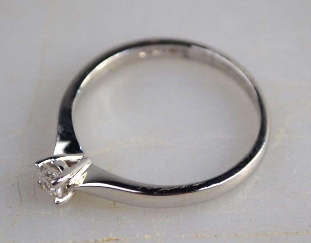 A single stone brilliant cut diamond ring 18ct white gold four claw setting, - Image 3 of 3