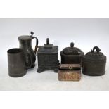 Three 19th century lead tobacco boxes,