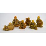 A set of six Chinese soapstone figures of Luohan;