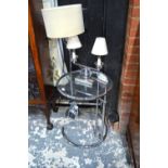 A pair of Art Deco style chrome plated glass panelled lamp coffee tables,