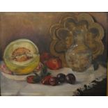 English school - Still life study with fruit, oil on canvas,