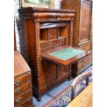 A 19th century Continental flame mahogany escritoire,