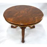 A Victorian burr walnut breakfast table,