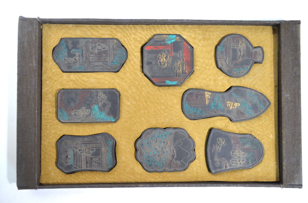 A cased set of Chinese ink stones; - Image 5 of 9