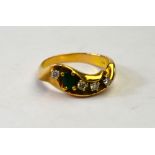 An emerald and diamond five stone ring,