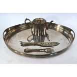 A pair of Victorian silver fish servers with engraved blades and loaded handles, John Gammage,