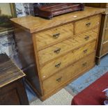 A Victorian satin birch chest of two short over three long graduated drawers,