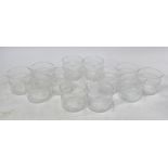 Eleven twin lipped 19th century wine glass coolers,