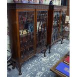 A pair of mahogany late 19th century astragal glazed bookcases in the Chippendale style,
