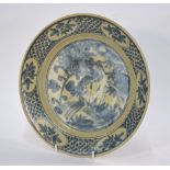 A Swatow, or other provincial, blue and white dish of circular form,