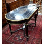 A 19th century gilt mounted and inlaid ebonized centre table,