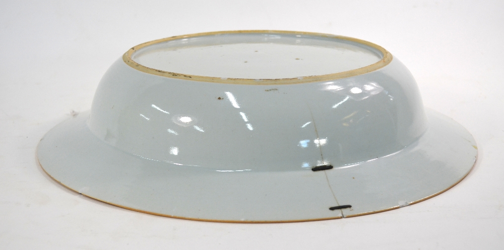 A blue and white, Chinese Export, circular basin, decorated with floral designs of pine and peony, - Image 6 of 6