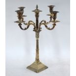 A pair of late 19th century Irish large electroplated four-branch candelabra in the Egyptian manner,