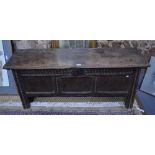A Commonwealth and later period oak plank coffer,