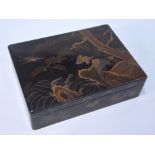 A Kuro-nuri rectangular box and hinged cover with nashiji interiors,