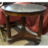 A mid 19th century French mahogany centre table with dished grey marble circular top,
