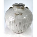 Malcolm Pepper, British (1937-1980) - a large stoneware ovoid vase with three applied loop handles,