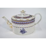 A Regency oval porcelain teapot with enamelled and gilded decoration,