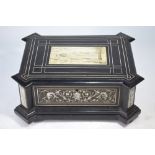 A 19th century Italian bone inlaid ebonised casket,