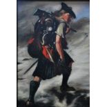 Scottish school - The Highlander, oil on board, 27.