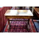 A rare Victorian oyster laburnum topped side table with full width frieze drawer,