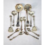 A Victorian silver fiddle pattern sifter ladle, Joseph & Albert Savory, London 1854, two pairs of .