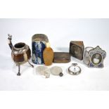 Various collectables, including mate-cup with white metal mounts,