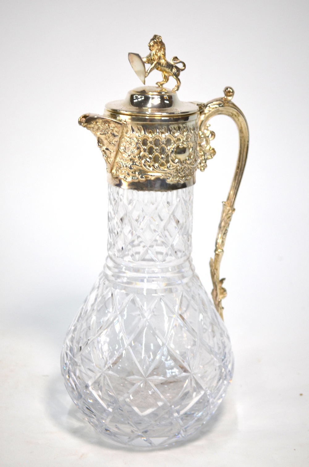 A cut glass claret jug with electroplated collar, - Image 2 of 5